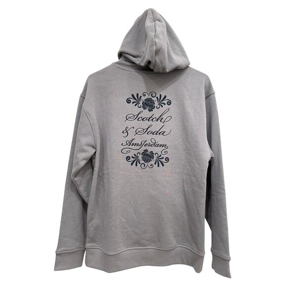 Scotch & Soda Gray Pullover Hoodie Unisex XL Black Embroidered Front & Back Sm - Picture 8 of 8